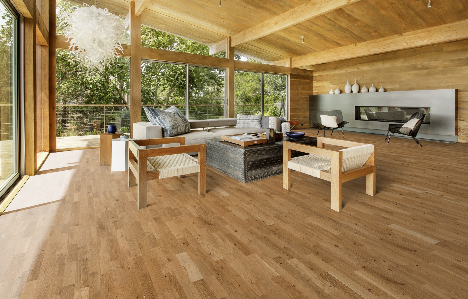 Паркетная доска Kahrs Трес Дуб Лекко Lecco 133NABEK50KW240 Variation 2423×200×13 фото в интерьере